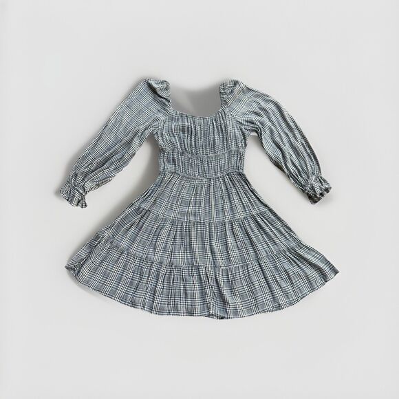 Dizzy Lizzy Summer  Long Sleeve Swing Houndstooth Plaid Dress Size Large - Picture 7 of 10